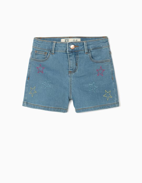 Denim Shorts for Girls, 'Stars', Blue