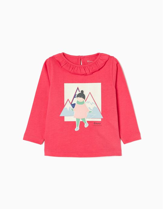 Long-Sleeve Cotton T-shirt for Baby Girls 'Emma', Pink 
