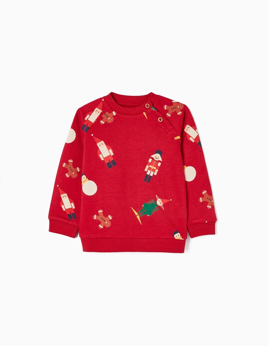 Christmas Sweatshirt in Cotton for Babies, Red