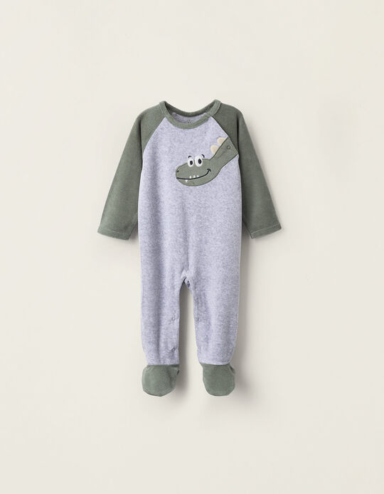 Comprar Online Babygrow de Veludo para Bebé Menino 'Dinossauro', Verde/Cinza