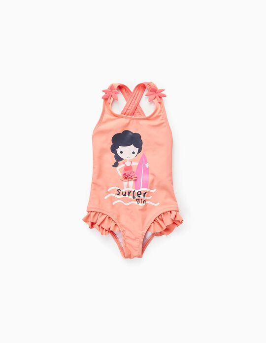 Swimsuit for Baby Girls 'Surfer Girl', Coral