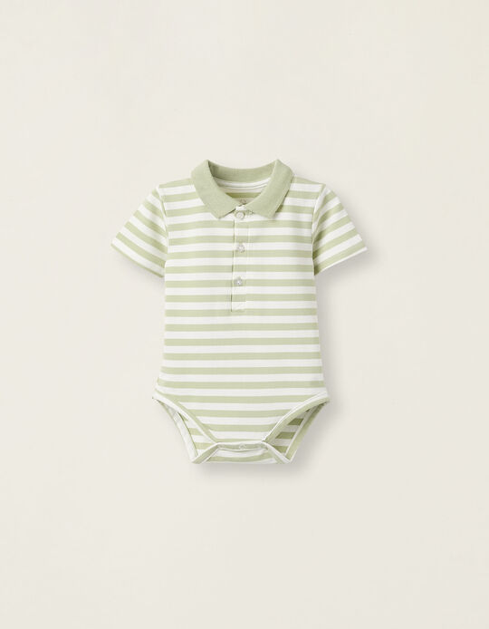 Buy Online Striped Cotton Bodysuit for Newborns, White/Green