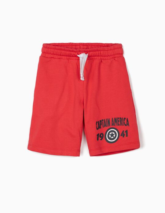 Sports Shorts for Boys, 'Captain America', Red