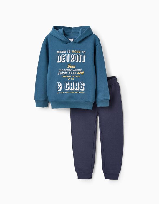 Comprar Online Sweat + Calças Cardadas para Menino 'Detroit', Turquesa/Azul Escuro