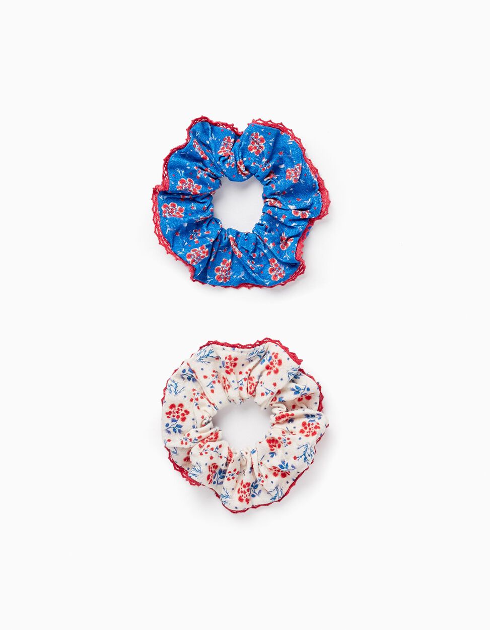 Buy Online Pack of 2 Scrunchie Hair Ties with Lace for Baby and Girl, Multicolour