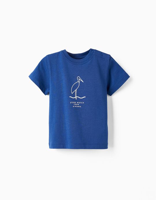 Comprar Online T-Shirt de Algodão para Bebé Menino 'Stork Watch Crew', Azul