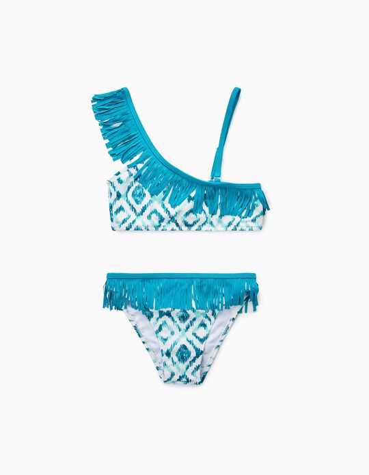 Bikini con Flecos UPF 80 para Niña 'You&Me', Azul Turquesa
