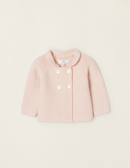 Cotton Cardigan for Newborn Baby Girls, Pink