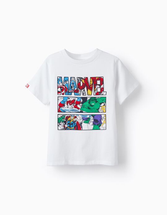 T-Shirt de Algodão para Menino 'Marvel - Os Vingadores', Branco