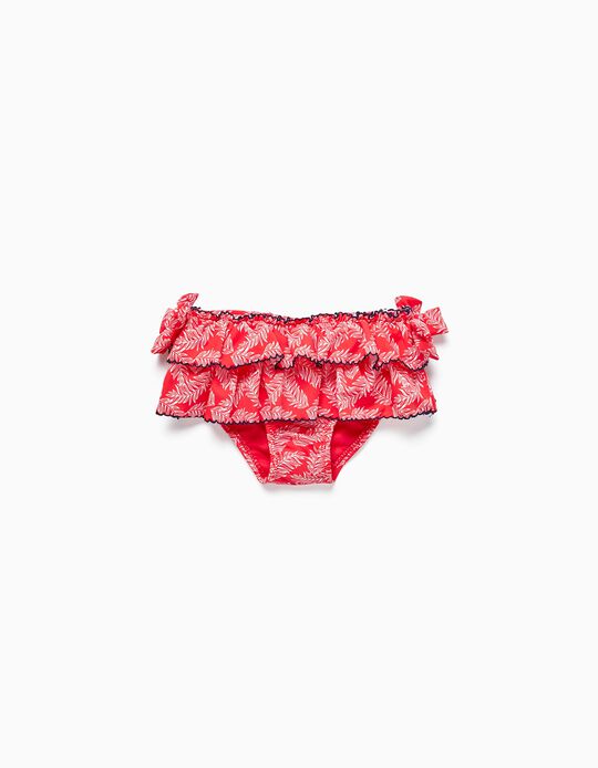 Swim Bottoms with Frills UV 80 Protection for Baby Girls, Red