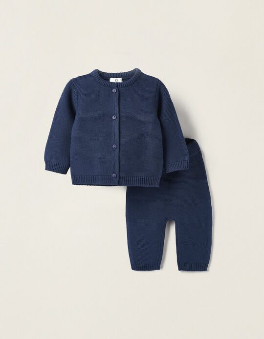 2-Piece Knitted Set for Newborns, Dark Blue