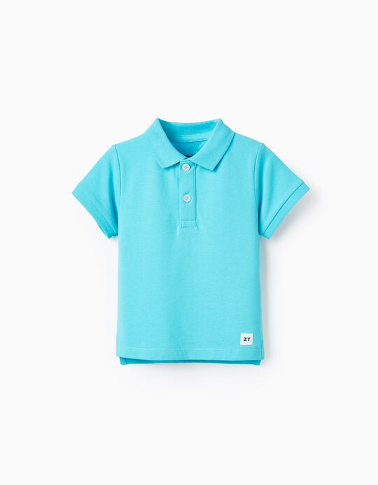 Polo in Cotton Piqué for Baby Boys, Light Blue