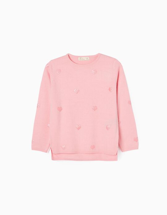 Jumper with Motif for Girls 'Heart', Pink