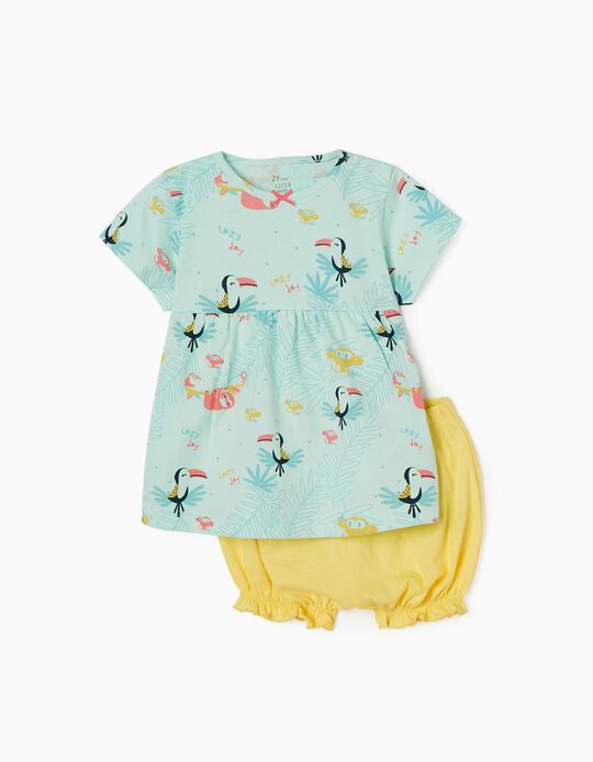 Pyjamas for Baby Girls 'Pelican', Yellow/Aqua Green
