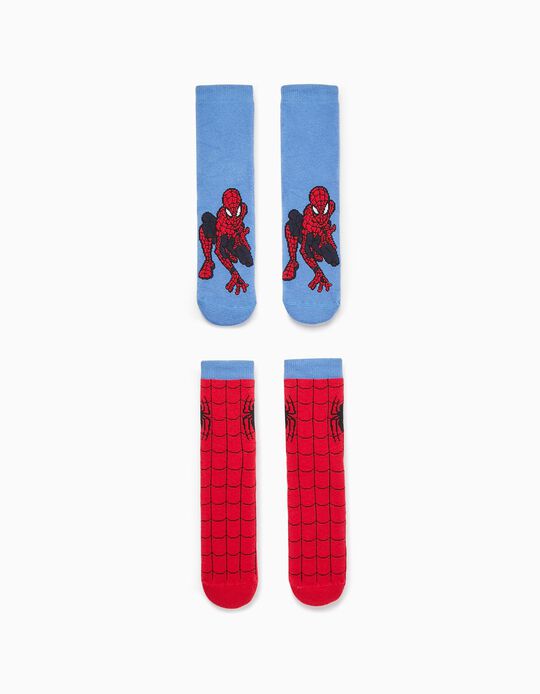 Pack 2 Pares de Meias Antiderrapantes para Menino 'Spider-Man', Vermelho/Azul