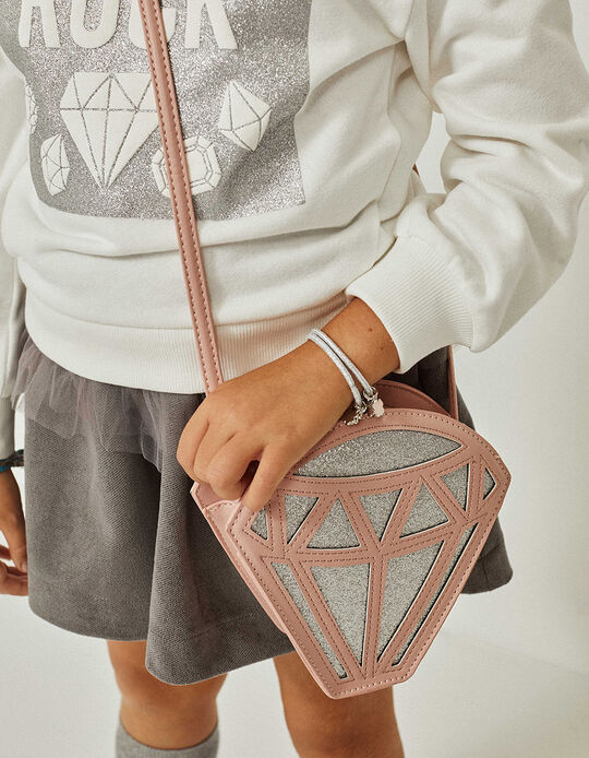 Shoulder Bag for Girls 'Diamond', Pink/Silver