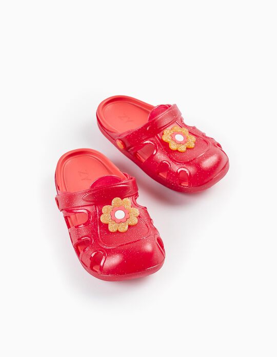 Clogs Sandals for Girls 'Flower - Delicious', Red