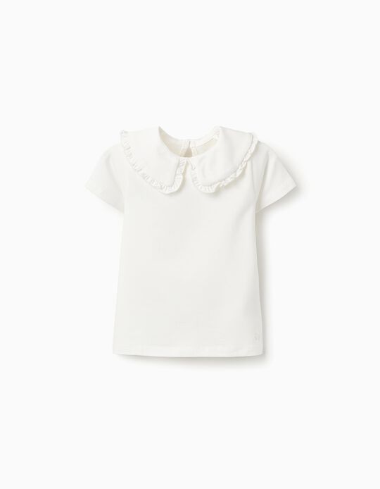 Comprar Online T-shirt com Gola para Bebé Menina, Branco