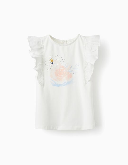 T-Shirt with Sparkles and Glitter 'Swan', White