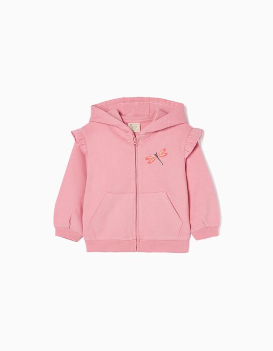 Cotton Hooded Jacket for Baby Girls 'Dragonfly', Pink