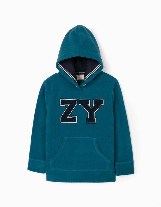 Polar Fleece Sweatshirt for Boys 'ZY', Turquoise Blue