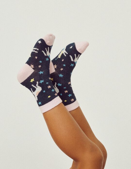 5 Pairs of Socks for Girls, 'Unicorns', Multicoloured