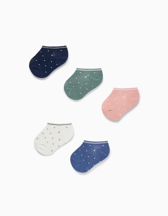 Pack 5 Pairs of Socks for Baby Girls, Multicoloured