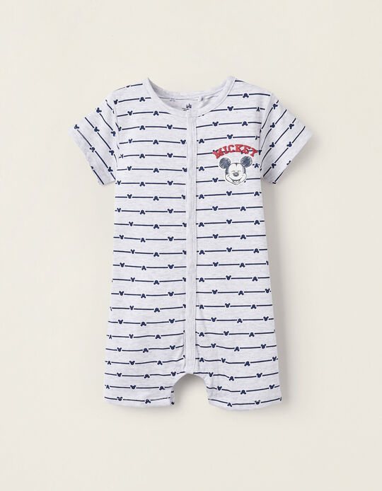 Romper Pyjamas in Cotton for Baby Boys 'Mickey', Grey