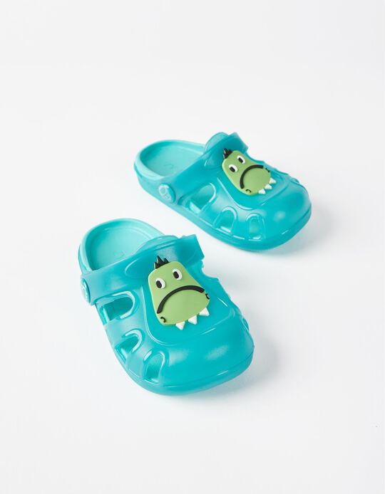 Clog Sandals for Baby Boys 'Dinosaur ZY Delicious', Aqua Green