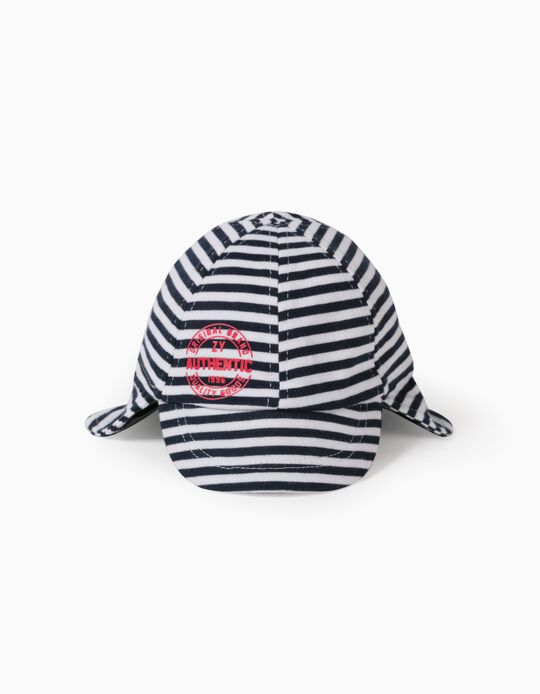 Striped Cap for Baby Boys, Dark Blue/White