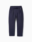 Cotton Trousers for Girls, Dark Blue