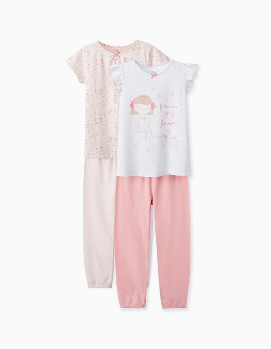 Pack of 2 Pyjamas for Girls 'Friends Last Forever', Pink/White
