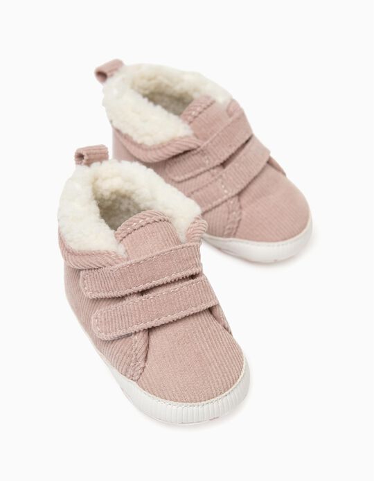 Corduroy Boots for Newborn Baby Girls, Pink