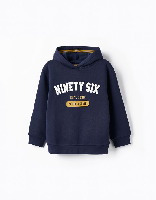 Hooded Sweatshirt for Boy 'Ninety Six', Dark Blue