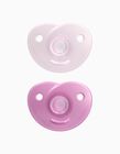 2-Pack Dummies Soothie Silicone Philips Avent Pink 0-6M