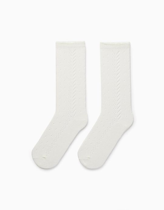 High Socks in Knit for Girls, White