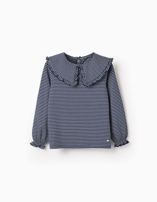 Buy Online Striped Long-sleeved T-shirt for Girls, Blue/White