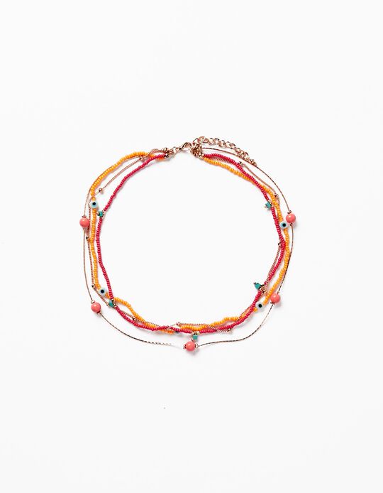 Necklace Set for Girls, Orange/Pink