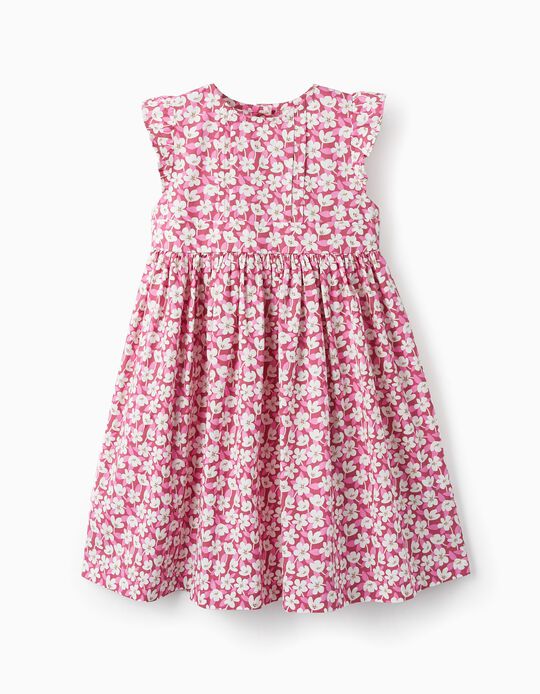Floral Dress with Ruffles for Girls, Pink