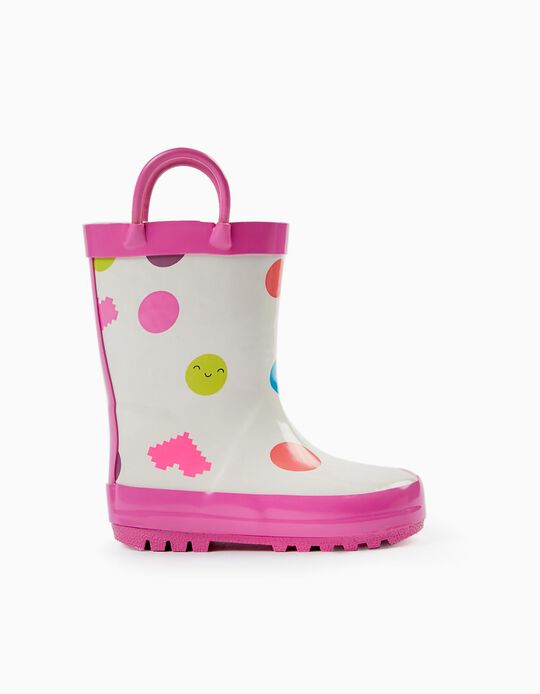 Rubber Wellies for Baby Girls, Pink/White