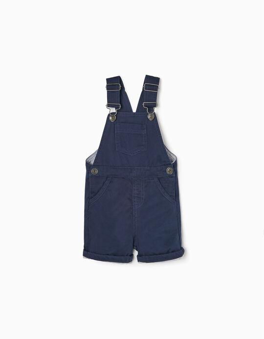 100% Cotton Short Dungarees for Baby Boys, Dark Blue