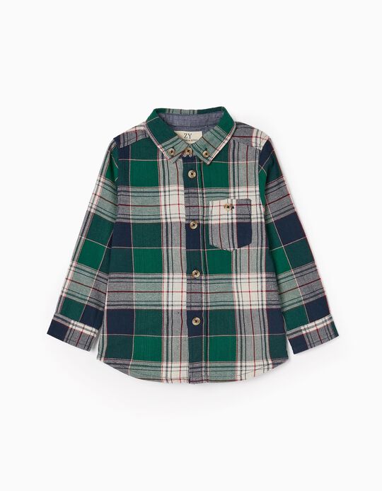 Comprar Online Camisa de Algodão com Xadrez para Bebé Menino 'You&Me', Verde/Azul Escuro