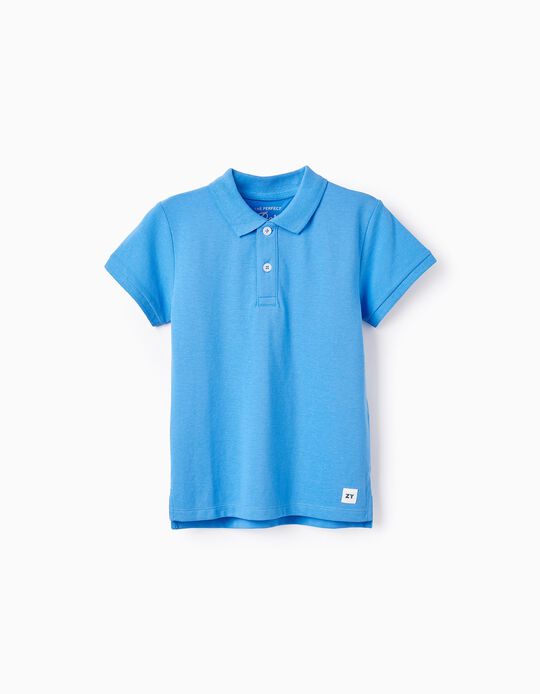 Polo in Cotton Piqué for Boys, Blue