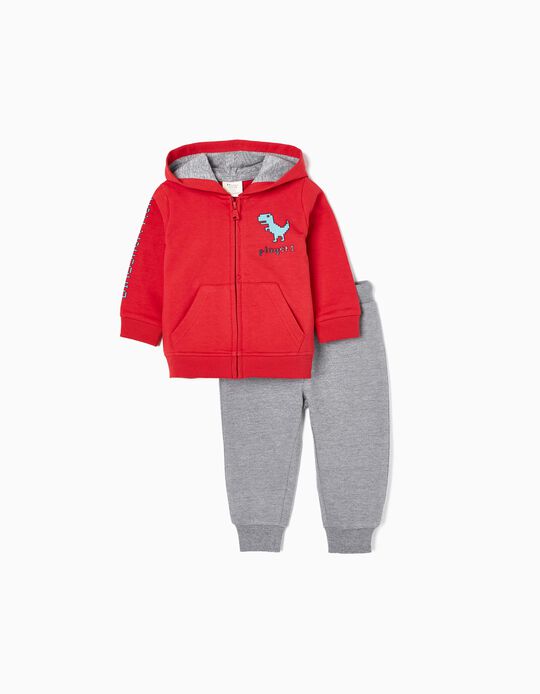 Cotton Tracksuit for Baby Boys, Red/Grey