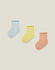 3 Pairs of Cuffed Socks for Baby, Multicoloured