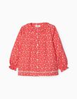 Floral Shirt for Girls, Coral