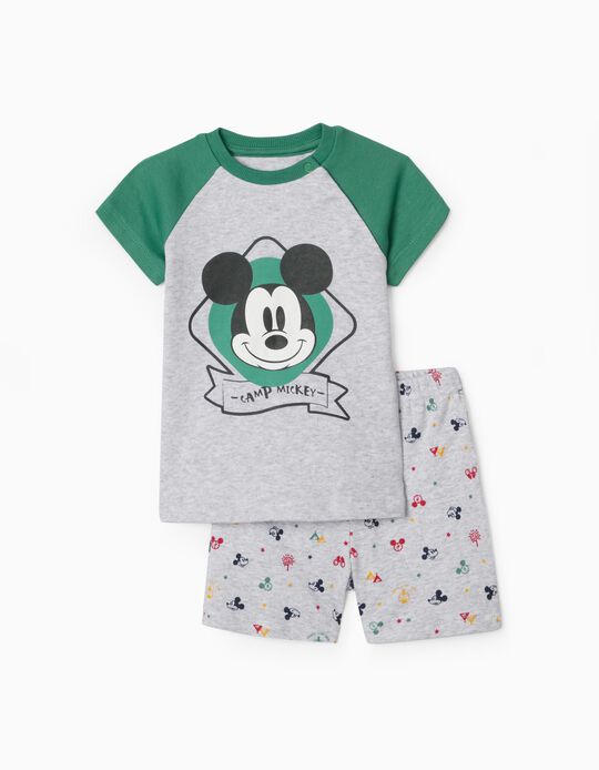 Short Sleeve Pyjamas for Baby Boys 'Camp Mickey', Grey/Green