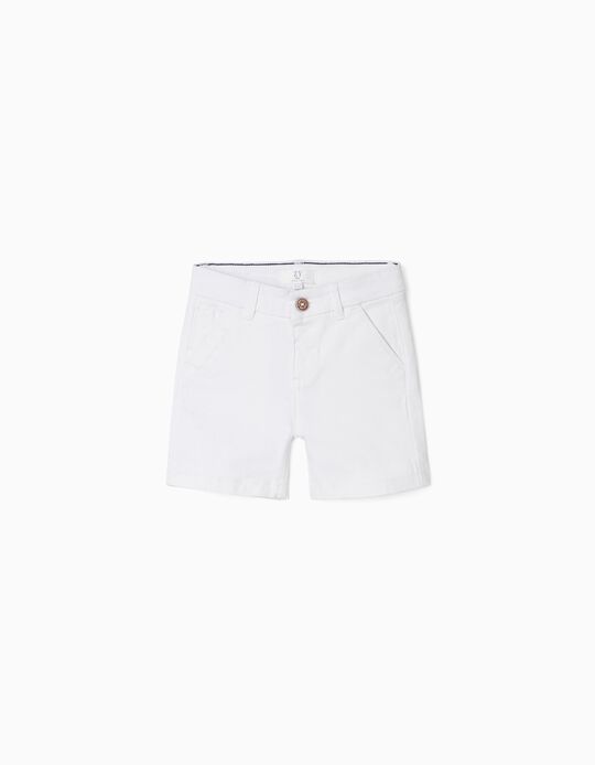 Twill Chino Shorts for Baby Boys, White 