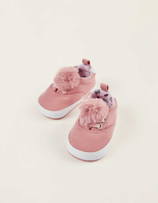 Trainers with Pompom for Newborn Baby Girls, Pink