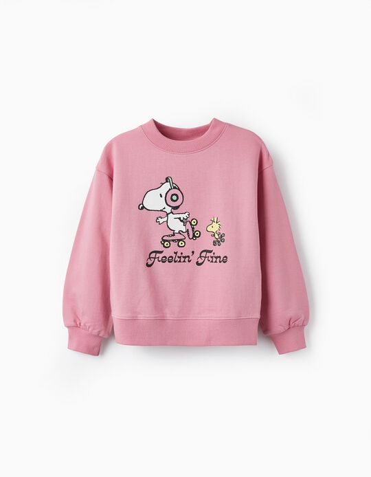 Cotton Sweatshirt for Girls 'Snoopy', Pink